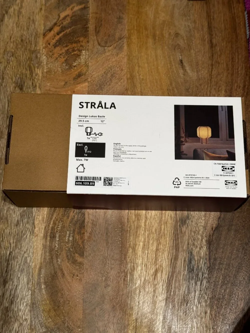 IKEA STRÅLA LED Pleated Table Lamp, White with Red, 606.109.89